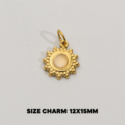 Clear Quartz Sun Charms Stainless Steel PVD Gold Plated Liontin Matahari Clear Quartz Hypoallergenic