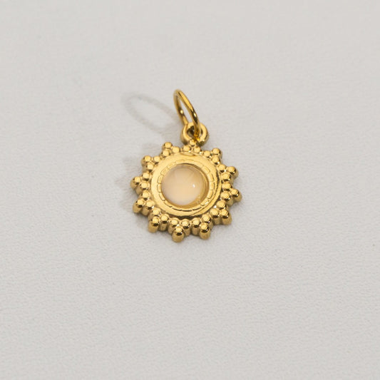 Clear Quartz Sun Charms Stainless Steel PVD Gold Plated Liontin Matahari Clear Quartz Hypoallergenic