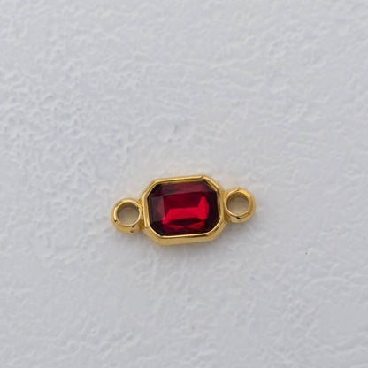 (1.7cm) Red Green Radiant Cut Connector Stainless Steel PVD Gold Plated Liontin Konektor Persegi Merah Hijau Hypoallergenic