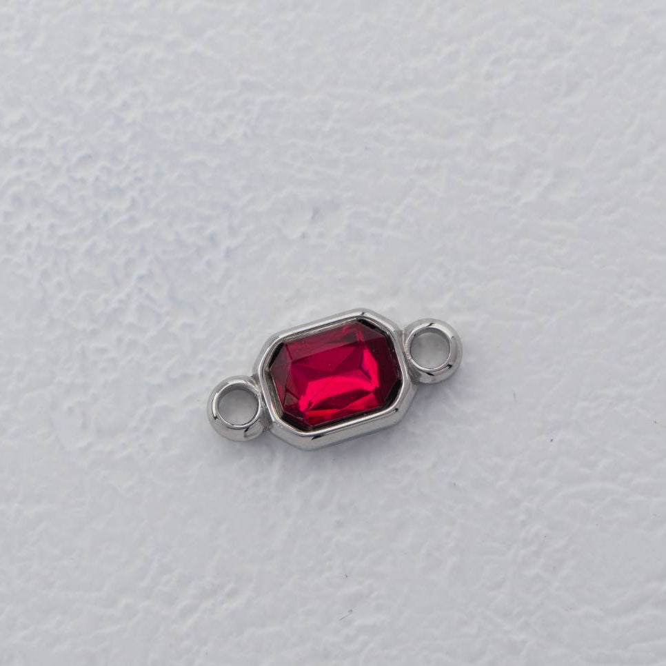 (1.7cm) Red Green Radiant Cut Connector Stainless Steel PVD Gold Plated Liontin Konektor Persegi Merah Hijau Hypoallergenic