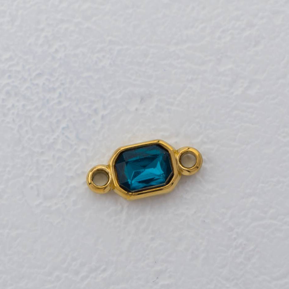 (1.7cm) Red Green Radiant Cut Connector Stainless Steel PVD Gold Plated Liontin Konektor Persegi Merah Hijau Hypoallergenic
