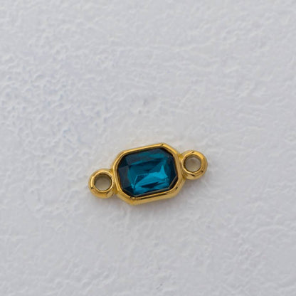 (1.7cm) Red Green Radiant Cut Connector Stainless Steel PVD Gold Plated Liontin Konektor Persegi Merah Hijau Hypoallergenic
