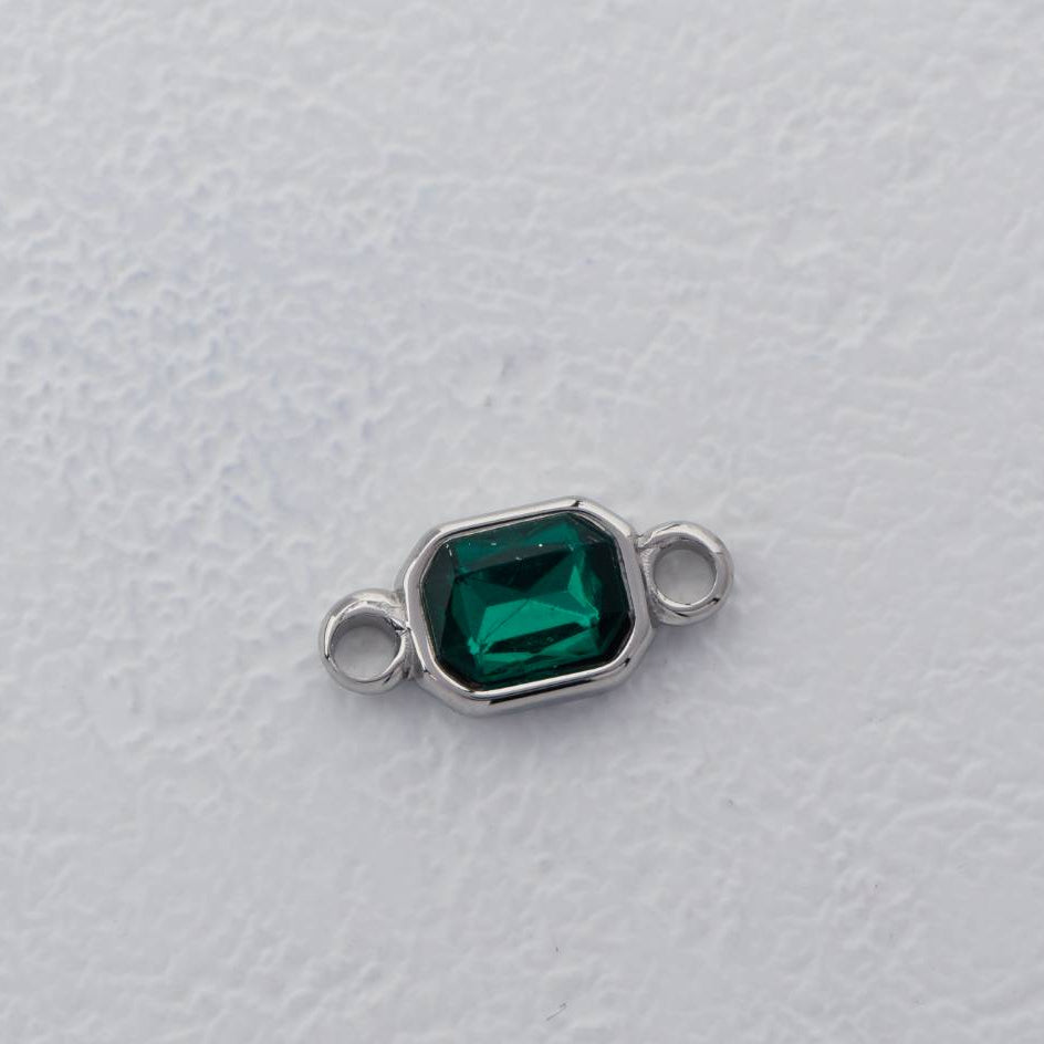 (1.7cm) Red Green Radiant Cut Connector Stainless Steel PVD Gold Plated Liontin Konektor Persegi Merah Hijau Hypoallergenic