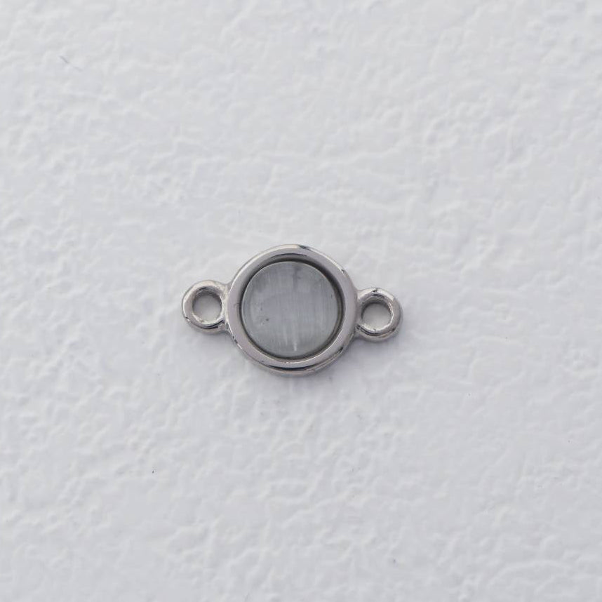 Simple Round Moonstone Connector Stainless Steel PVD Gold Plated Liontin Konektor Sambung Bulat Hypoallergenic