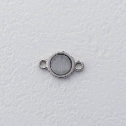 Simple Round Moonstone Connector Stainless Steel PVD Gold Plated Liontin Konektor Sambung Bulat Hypoallergenic