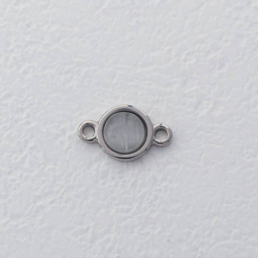 Simple Round Moonstone Connector Stainless Steel PVD Gold Plated Liontin Konektor Sambung Bulat Hypoallergenic