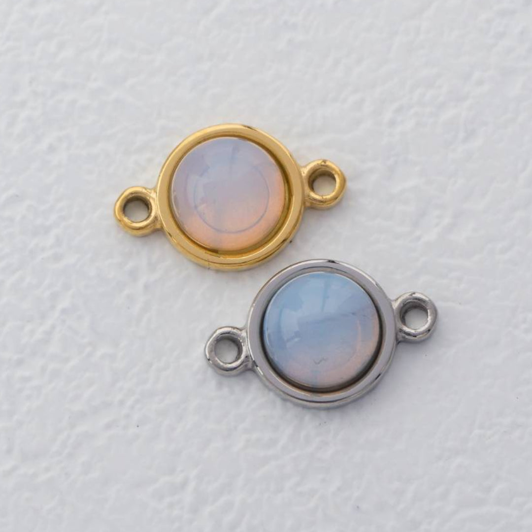 (16mm) Round Aurora Connector Stainless Steel PVD Gold Plated Liontin Konektor Sambung Bulat Hypoallergenic