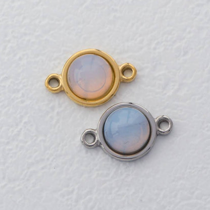 (16mm) Round Aurora Connector Stainless Steel PVD Gold Plated Liontin Konektor Sambung Bulat Hypoallergenic