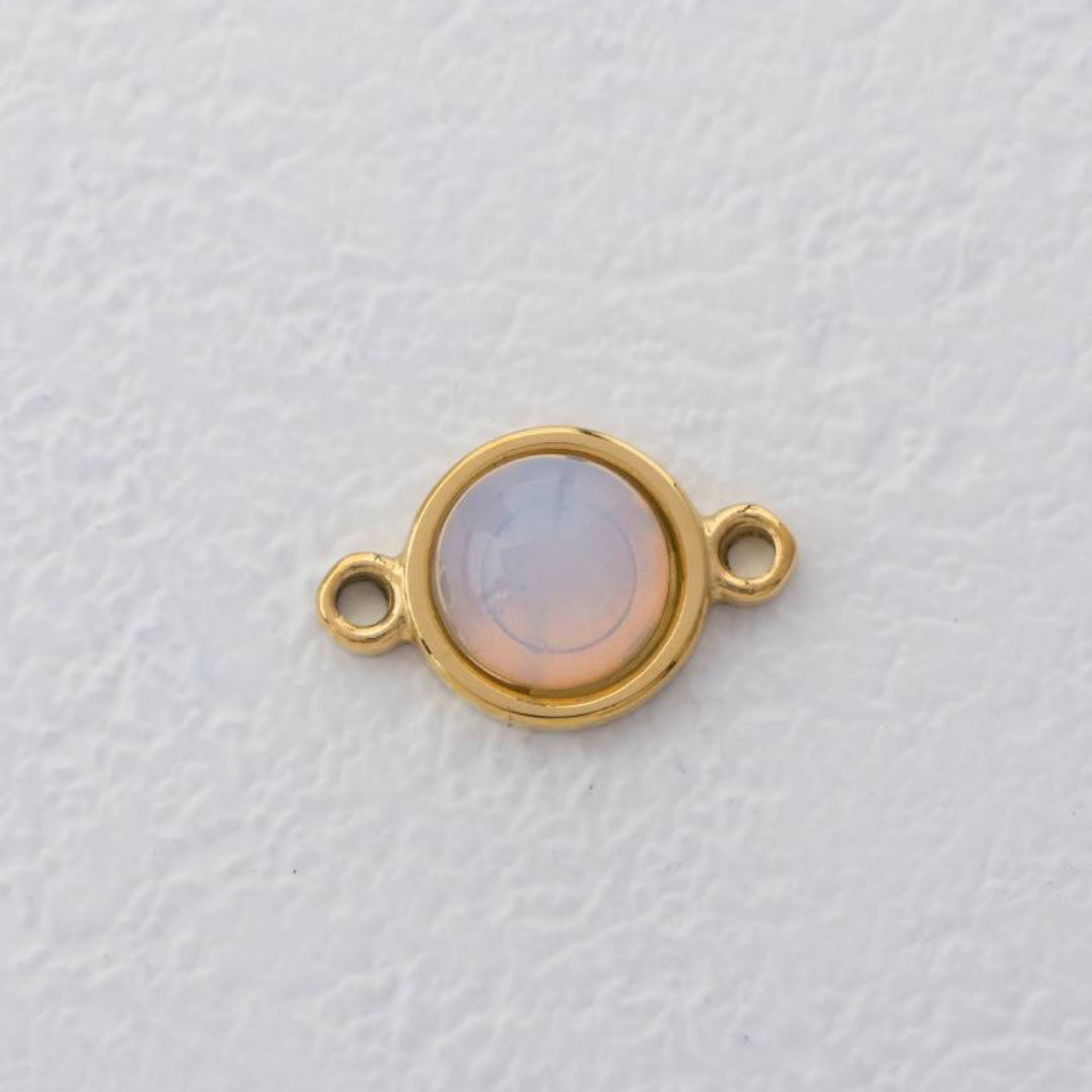 (16mm) Round Aurora Connector Stainless Steel PVD Gold Plated Liontin Konektor Sambung Bulat Hypoallergenic