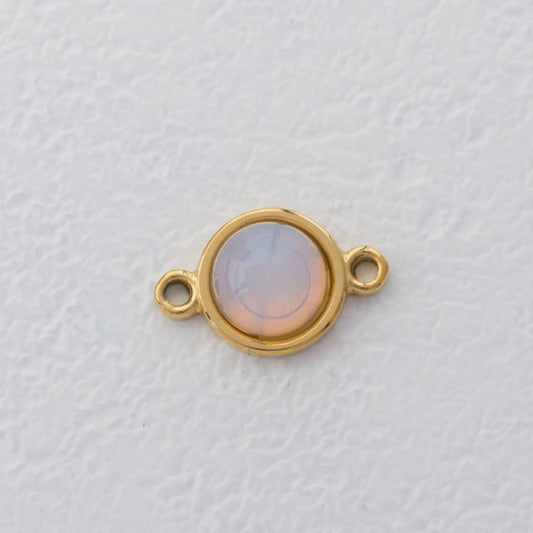 (16mm) Round Aurora Connector Stainless Steel PVD Gold Plated Liontin Konektor Sambung Bulat Hypoallergenic