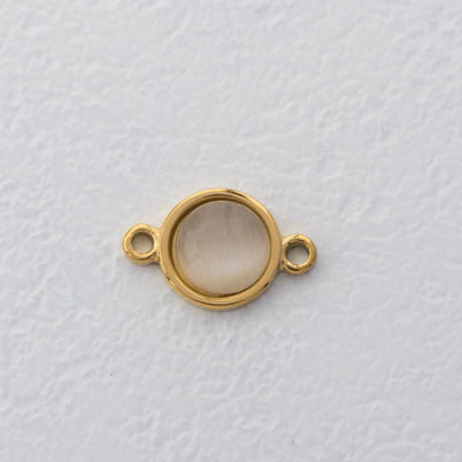 Cat Eye Simple Round Connector Stainless Steel PVD Gold Plated Liontin Konektor Sambung Bulat Hypoallergenic