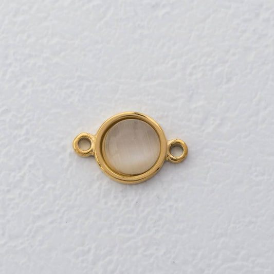 Cat Eye Simple Round Connector Stainless Steel PVD Gold Plated Liontin Konektor Sambung Bulat Hypoallergenic