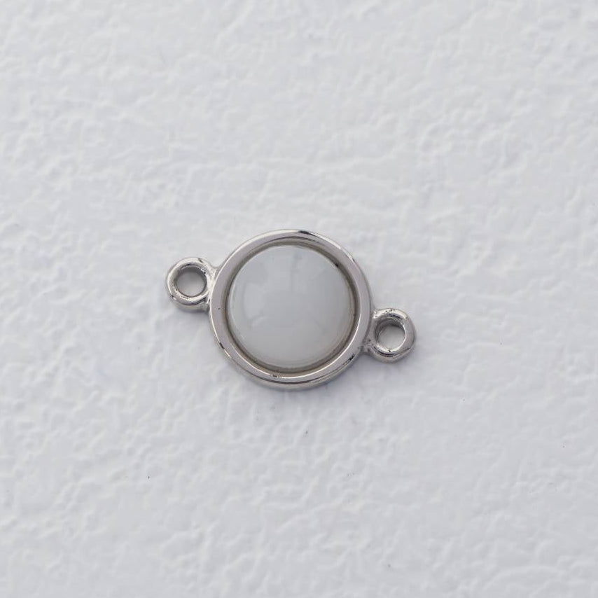 Simple Round Moonstone Connector Stainless Steel PVD Gold Plated Liontin Konektor Sambung Bulat Hypoallergenic