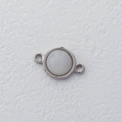 Simple Round Moonstone Connector Stainless Steel PVD Gold Plated Liontin Konektor Sambung Bulat Hypoallergenic