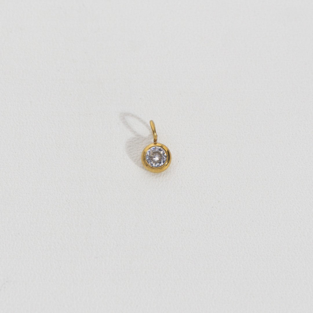 Mini Pink, Green, And Clear Circle Charm Stainless Steel PVD Gold Plated Liontin Bulat Kecil Pink, Hijau Hypoallergenic