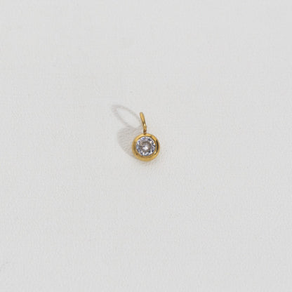 Mini Pink, Green, And Clear Circle Charm Stainless Steel PVD Gold Plated Liontin Bulat Kecil Pink, Hijau Hypoallergenic