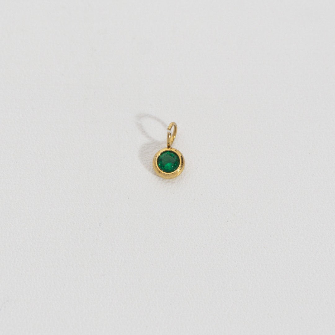 Mini Pink, Green, And Clear Circle Charm Stainless Steel PVD Gold Plated Liontin Bulat Kecil Pink, Hijau Hypoallergenic