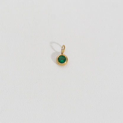 Mini Pink, Green, And Clear Circle Charm Stainless Steel PVD Gold Plated Liontin Bulat Kecil Pink, Hijau Hypoallergenic