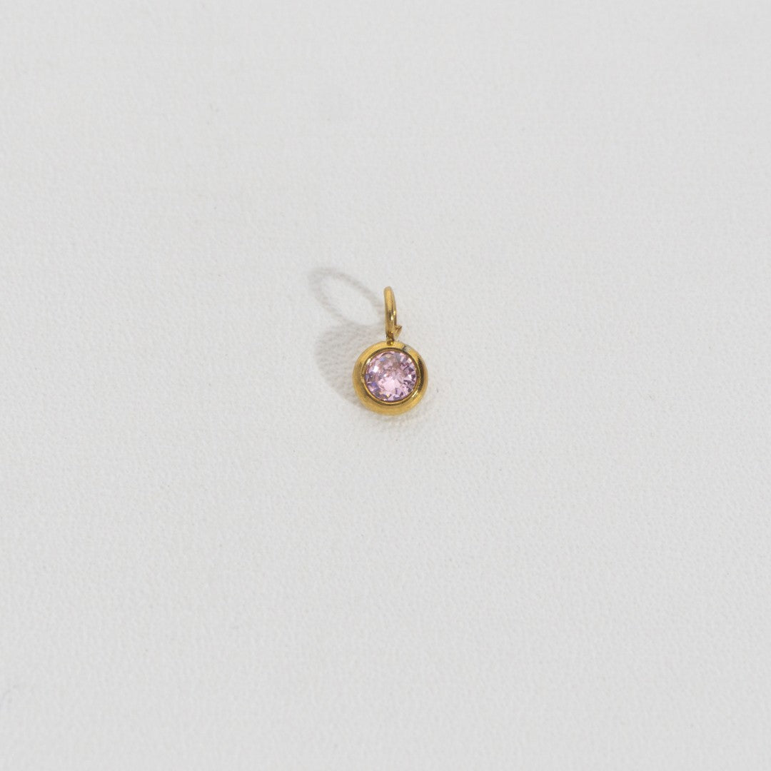 Mini Pink, Green, And Clear Circle Charm Stainless Steel PVD Gold Plated Liontin Bulat Kecil Pink, Hijau Hypoallergenic