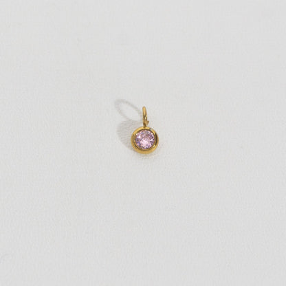 Mini Pink, Green, And Clear Circle Charm Stainless Steel PVD Gold Plated Liontin Bulat Kecil Pink, Hijau Hypoallergenic