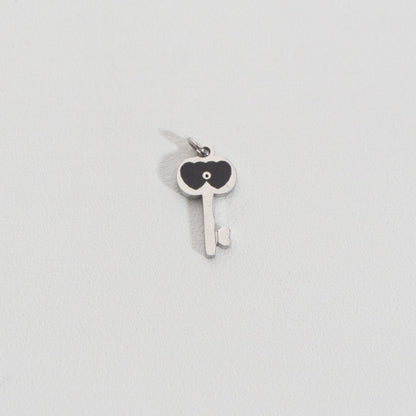 Black Heart Key Charm Stainless Steel PVD Gold Plated Liontin Kunci Hitam Hypoallergenic