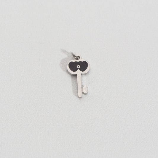 Black Heart Key Charm Stainless Steel PVD Gold Plated Liontin Kunci Hitam Hypoallergenic