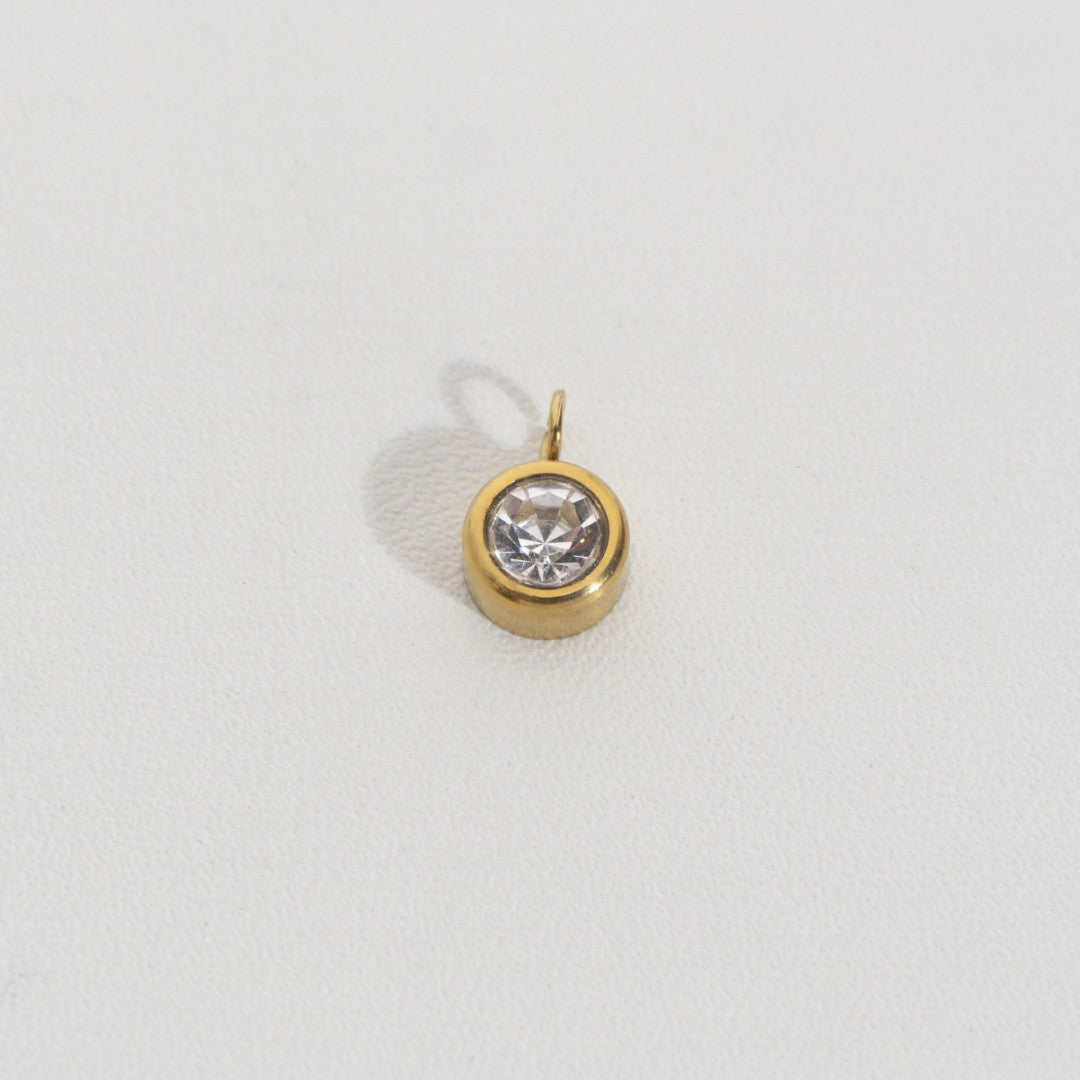 (6.9mm) Mini Plain Circle Charm Stainless Steel PVD Gold Plated Liontin Bulat Polos Hypoallergenic