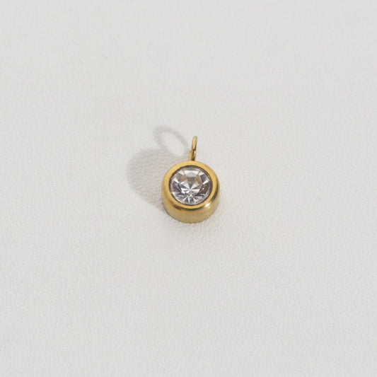 (6.9mm) Mini Plain Circle Charm Stainless Steel PVD Gold Plated Liontin Bulat Polos Hypoallergenic