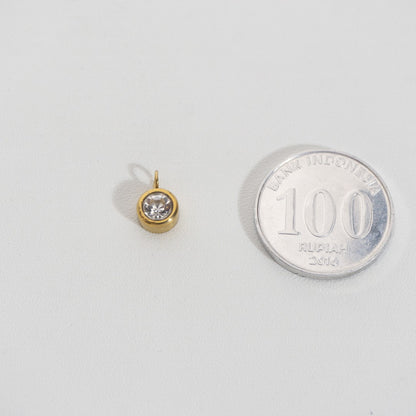 (6.9mm) Mini Plain Circle Charm Stainless Steel PVD Gold Plated Liontin Bulat Polos Hypoallergenic
