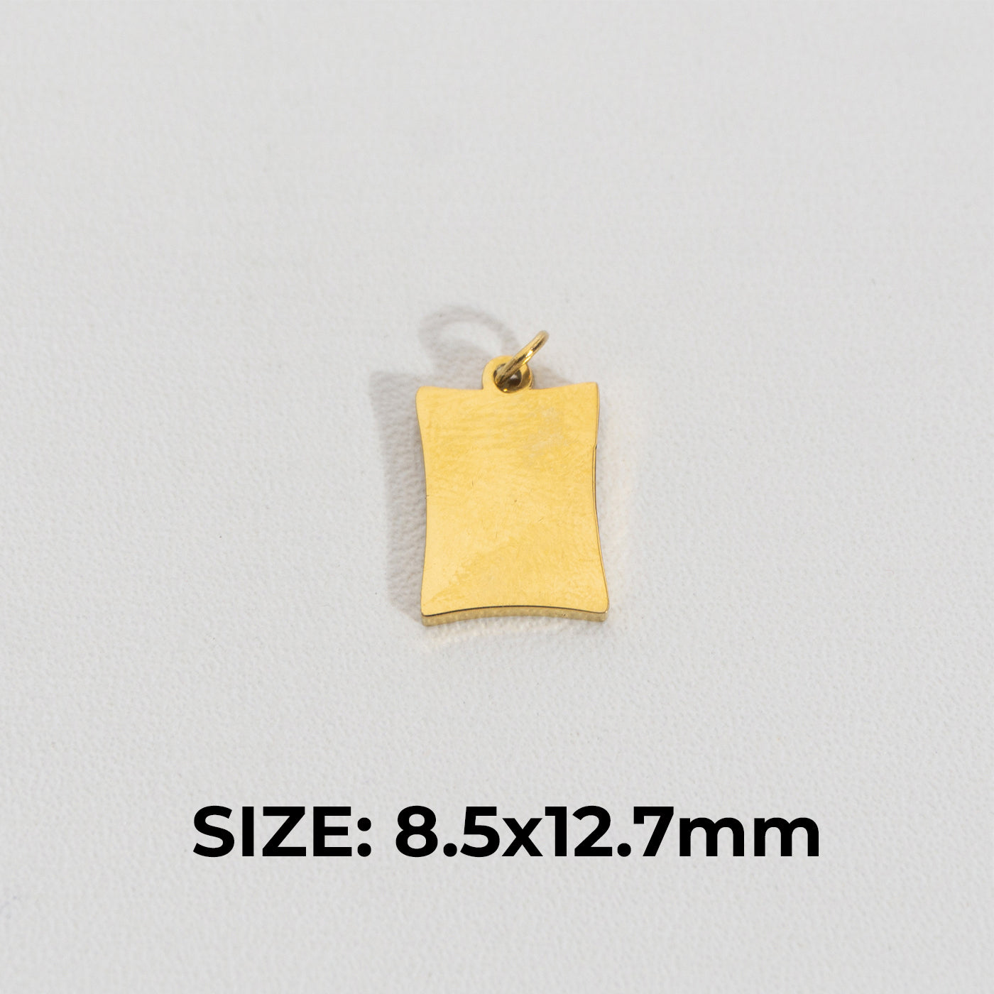 Plain Curved Rectangle Charm Stainless Steel PVD Gold Plated Liontin Persegi Panjang Lengkung Hypoallergenic
