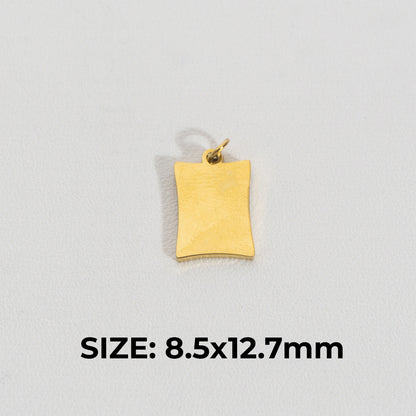Plain Curved Rectangle Charm Stainless Steel PVD Gold Plated Liontin Persegi Panjang Lengkung Hypoallergenic