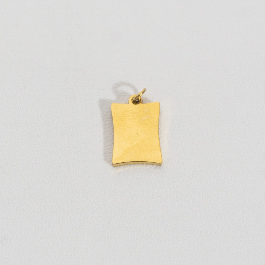 Plain Curved Rectangle Charm Stainless Steel PVD Gold Plated Liontin Persegi Panjang Lengkung Hypoallergenic