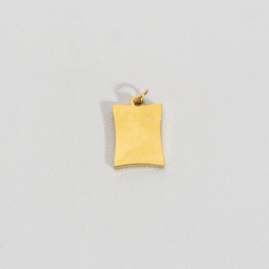 Plain Curved Rectangle Charm Stainless Steel PVD Gold Plated Liontin Persegi Panjang Lengkung Hypoallergenic