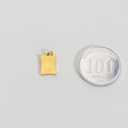 Plain Curved Rectangle Charm Stainless Steel PVD Gold Plated Liontin Persegi Panjang Lengkung Hypoallergenic