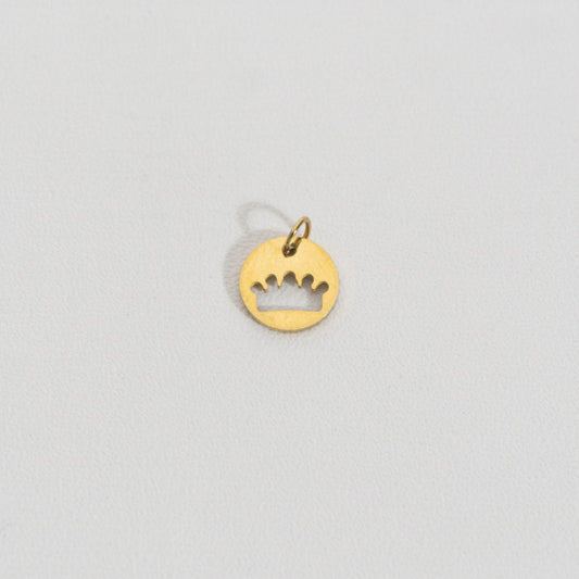 Round Crown Charm Stainless Steel PVD Gold Plated Liontin Mahkota Hypoallergenic