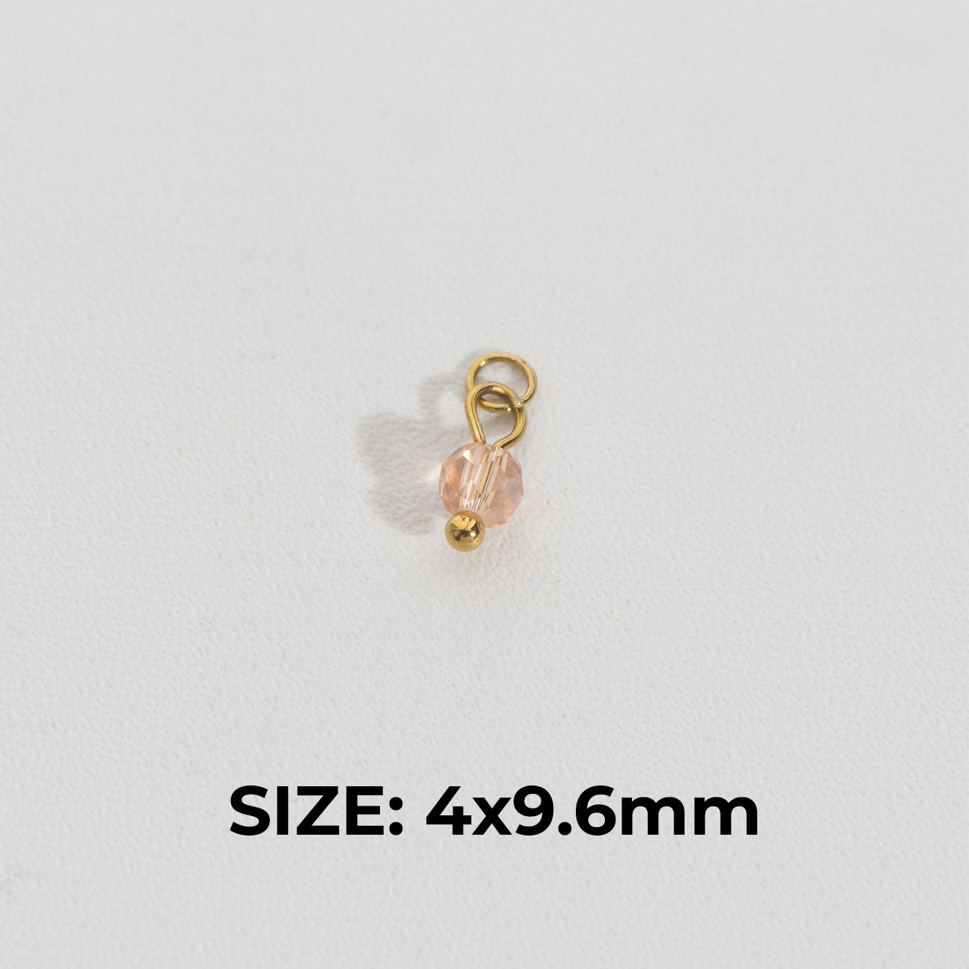 Sparkling Pink Round Drop Charm Stainless Steel PVD Gold Plated Liontin Bulat Merahmuda Hypollargenic