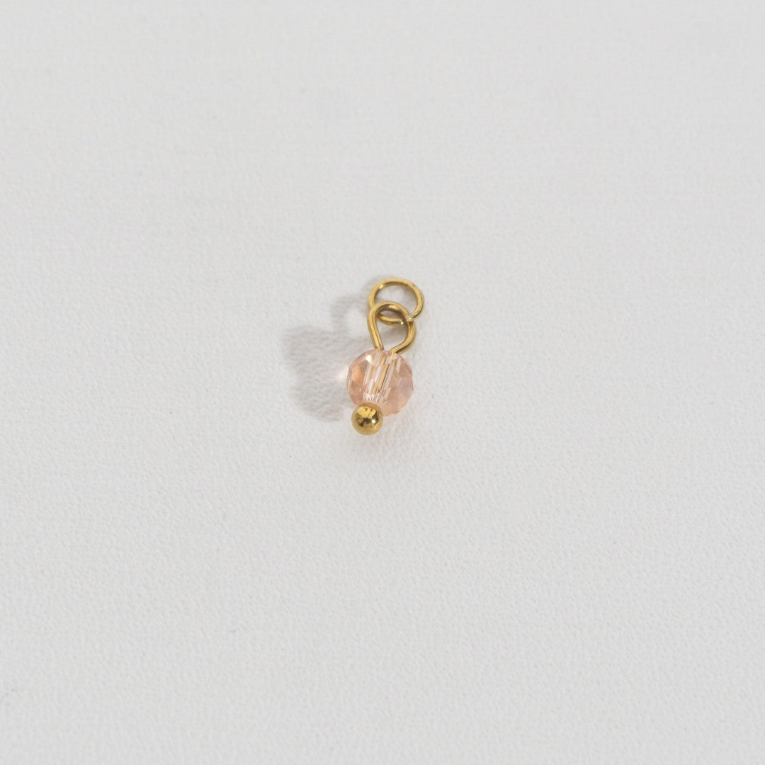 Sparkling Pink Round Drop Charm Stainless Steel PVD Gold Plated Liontin Bulat Merahmuda Hypollargenic