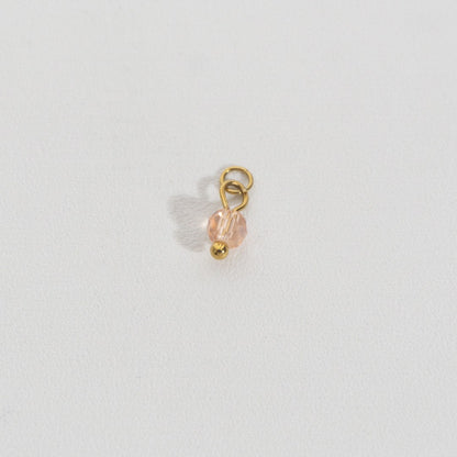 Sparkling Pink Round Drop Charm Stainless Steel PVD Gold Plated Liontin Bulat Merahmuda Hypollargenic
