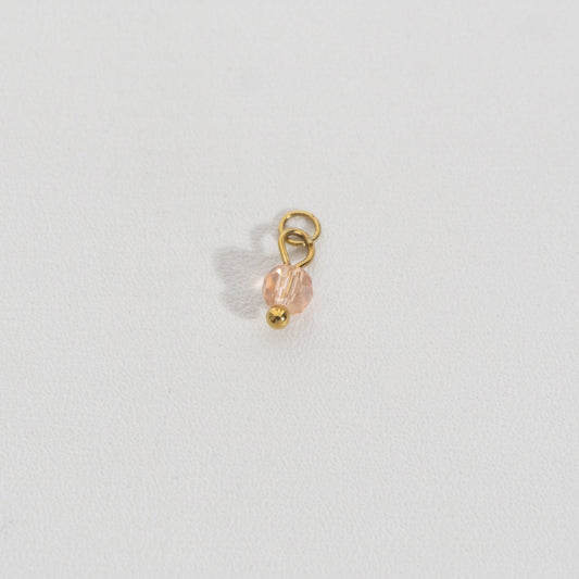 Sparkling Pink Round Drop Charm Stainless Steel PVD Gold Plated Liontin Bulat Merahmuda Hypollargenic