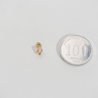 Sparkling Pink Round Drop Charm Stainless Steel PVD Gold Plated Liontin Bulat Merahmuda Hypollargenic