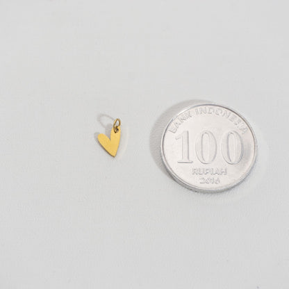 Tiny Plain Heart Charm Stainless Steel PVD Gold Plated Liontin Hati Kecil Hypoallergenic