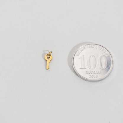 Mini Plain Key Charm Stainless Steel PVD Gold Plated Liontin Kunci Polos Hypoallergenic