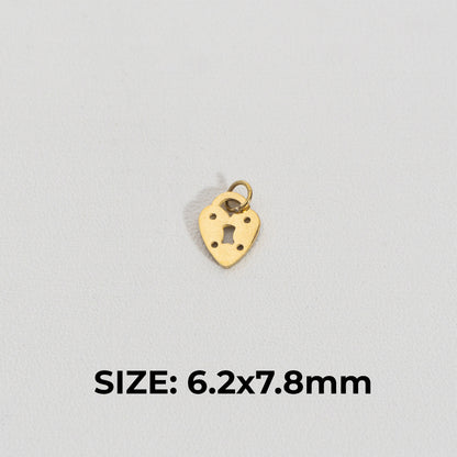 Mini Plain Padlock Charm Stainless Steel PVD Gold Plated Liontin Gembok Hypoallergenic