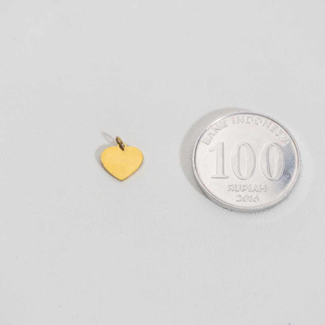 Plain Heart Charm Stainless Steel PVD Gold Plated Liontin Hati Polos Hypoallergenic