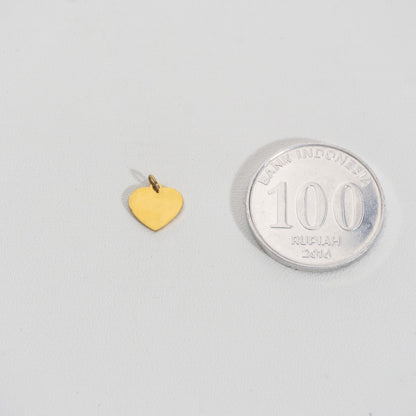 Plain Heart Charm Stainless Steel PVD Gold Plated Liontin Hati Polos Hypoallergenic