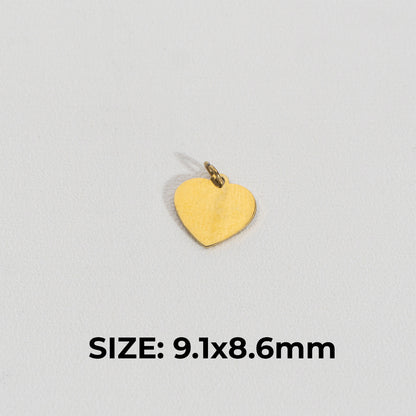 Plain Heart Charm Stainless Steel PVD Gold Plated Liontin Hati Polos Hypoallergenic