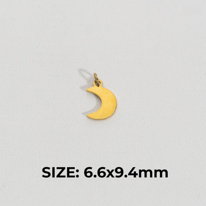 Mini Plain Crescent Moon Charm Stainless Steel PVD Gold Plated Liontin Bulan Sabit Kecil Hypoallergenic