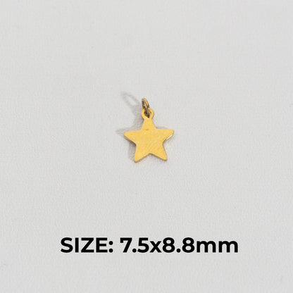 Tiny Plain Star Charm Stainless Steel PVD Gold Plated Liontin Bintang Kecil Hypoallergenic
