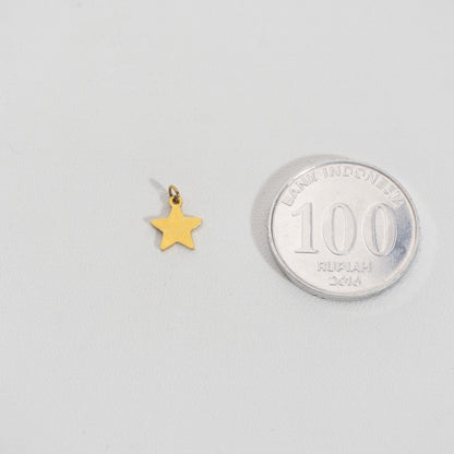 Tiny Plain Star Charm Stainless Steel PVD Gold Plated Liontin Bintang Kecil Hypoallergenic