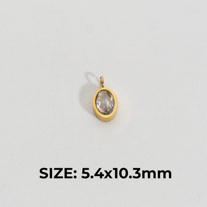 Plain Oval Charm Stainless Steel PVD Gold Plated Liontin Oval Polos Hypoallergenic